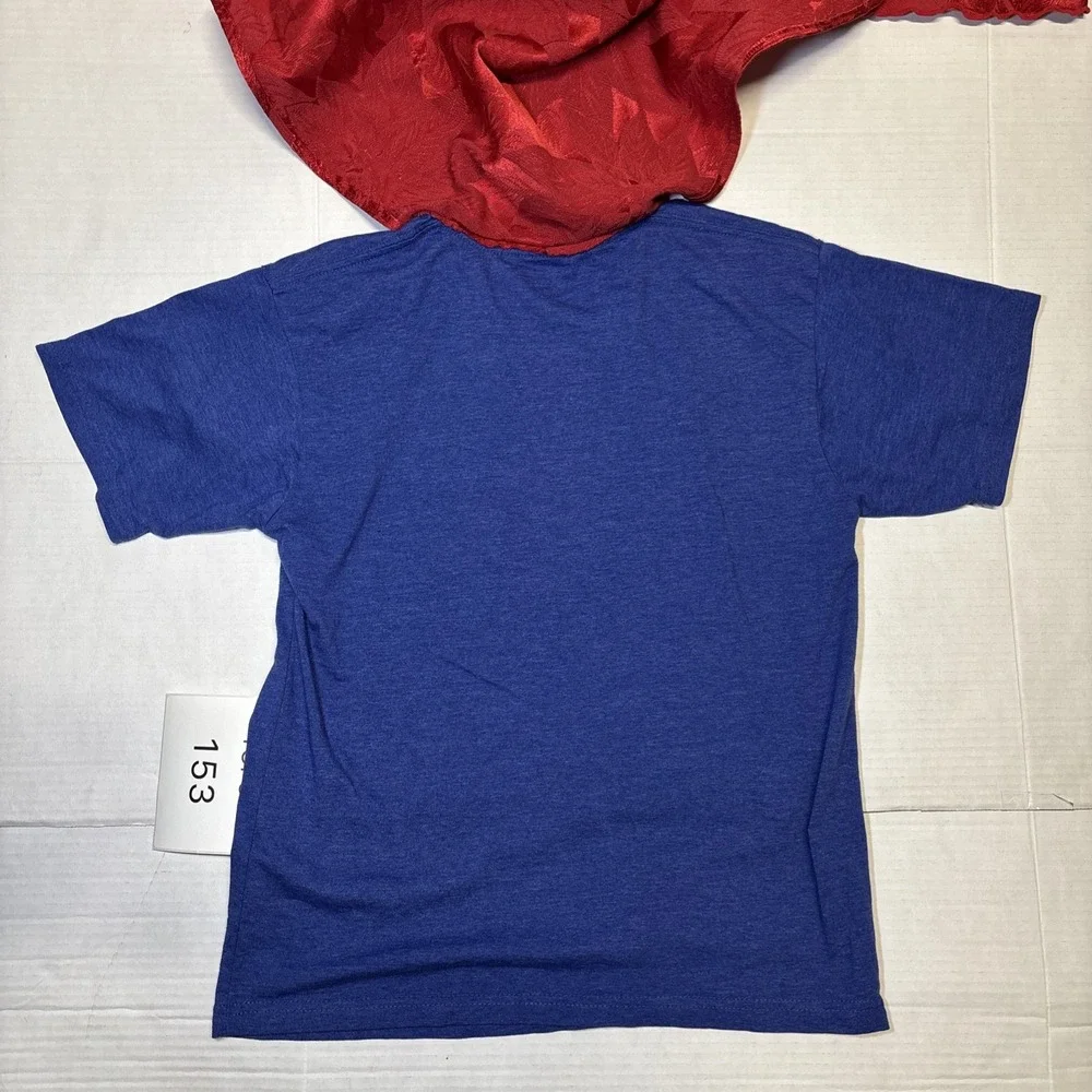 DC Comics Superman Cape Shirt Kids XL 14/16 Blue Red Costume Graphic T-Shirt